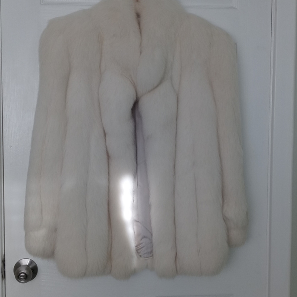 White fox car coat